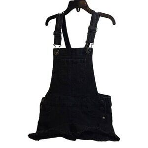 Shortalls Bid Overalls Girls Size 7 Black Distressed Frayed Hem